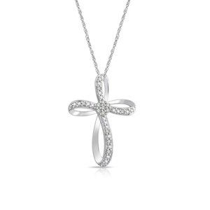 Sterling Silver 1/10 Carat Diamond Cross Pendant